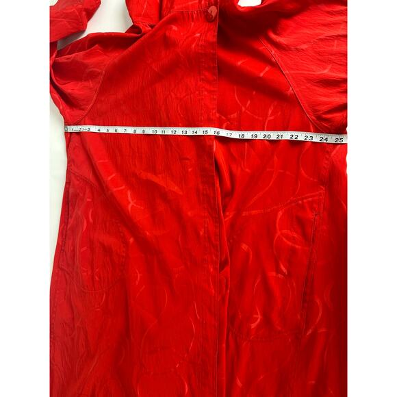Vintage Red Rain Coat Cloak Size Medium Large Hooded Retro Chic Full Length 50s - Picture 10 of 13